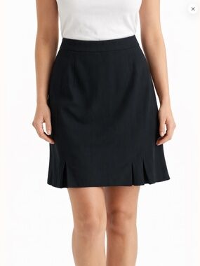 ♠️💜 Jones New York Black Skirt Pleated Hem 12P Minimalist Timeless Classic Chic